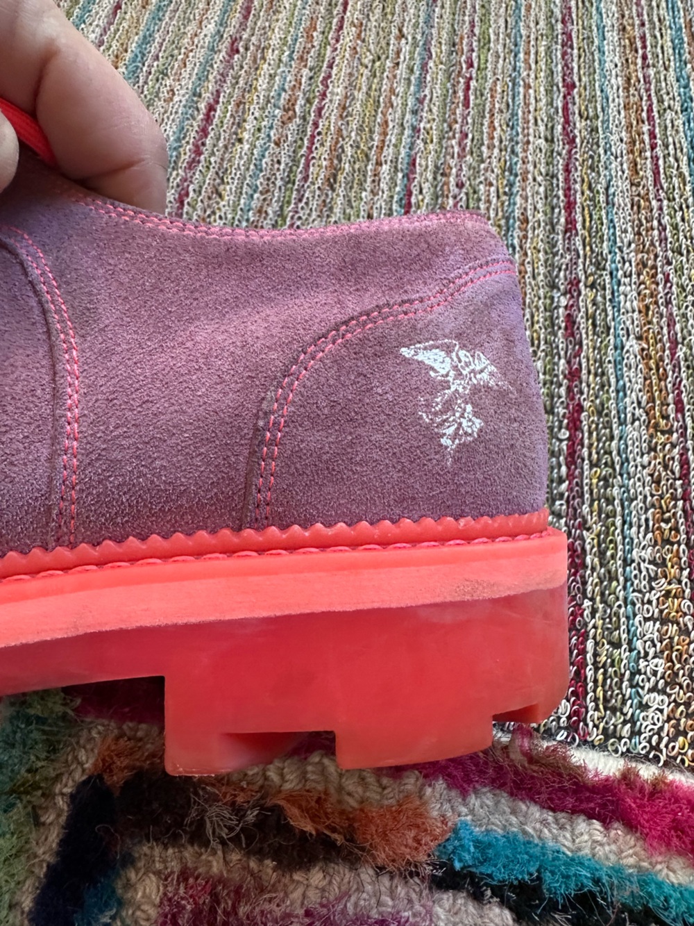 Fluevog 7th Heaven Derby Swirl purple (orchid)/pink suede lace-up shoe -11.5 - Picture 13 of 16